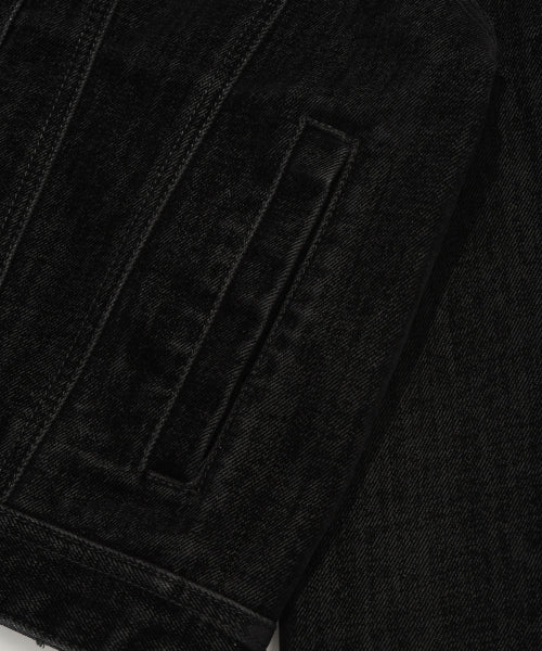 Women's Velvet Denim Tracker Jacket Black