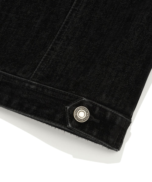 Women's Velvet Denim Tracker Jacket Black