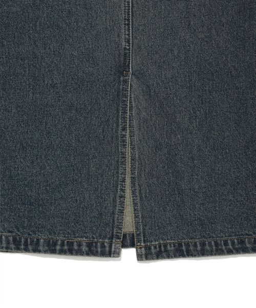 Women's denim long cargo skirt blue
