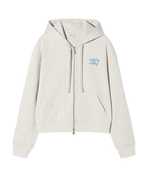 Women's Knit Like Cropped Hooded Zip-Up Oatmeal