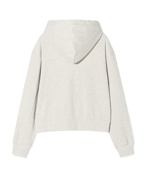 Women's Knit Like Cropped Hooded Zip-Up Oatmeal