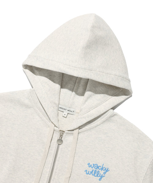 Women's Knit Like Cropped Hooded Zip-Up Oatmeal