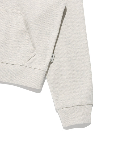 Women's Knit Like Cropped Hooded Zip-Up Oatmeal