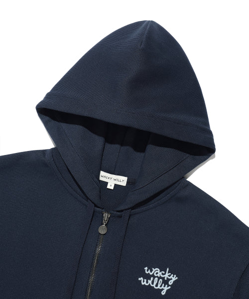 Women's Knit Like Cropped Hooded Zip-Up Dark Navy