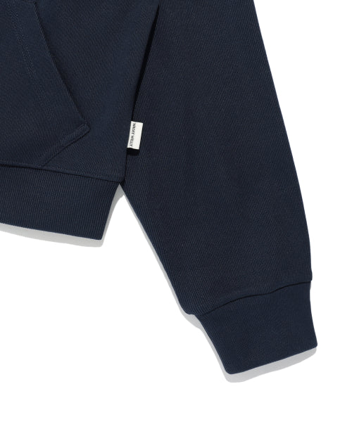 Women's Knit Like Cropped Hooded Zip-Up Dark Navy