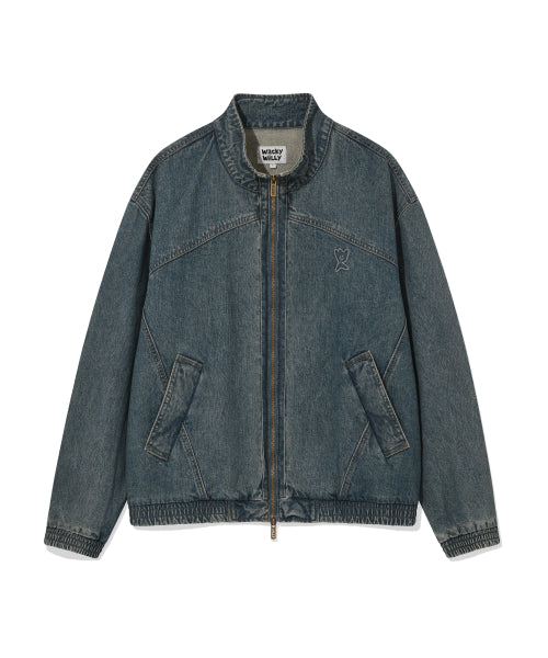 denim high neck pull-up blue