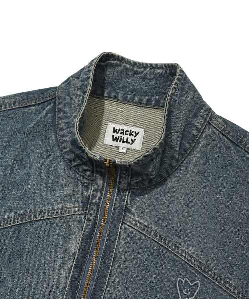 denim high neck pull-up blue