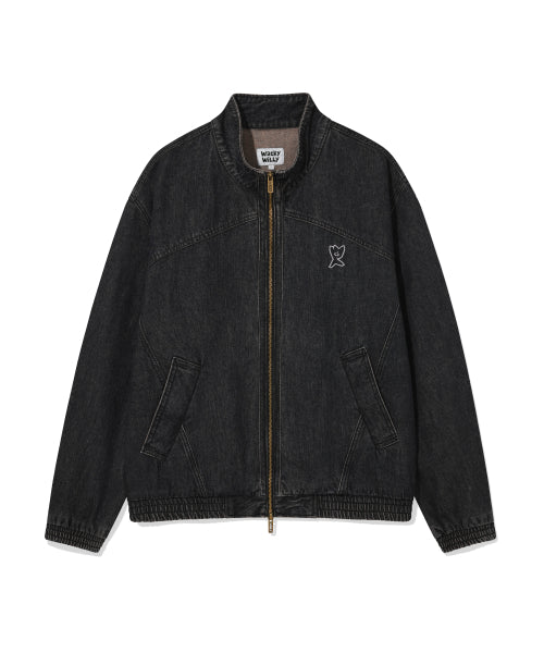 denim high neck pull-up black