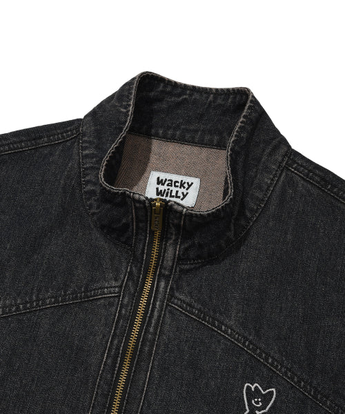 denim high neck pull-up black