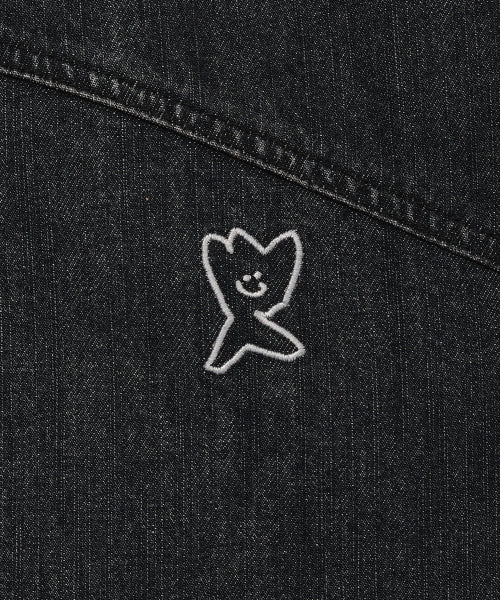 denim high neck pull-up black