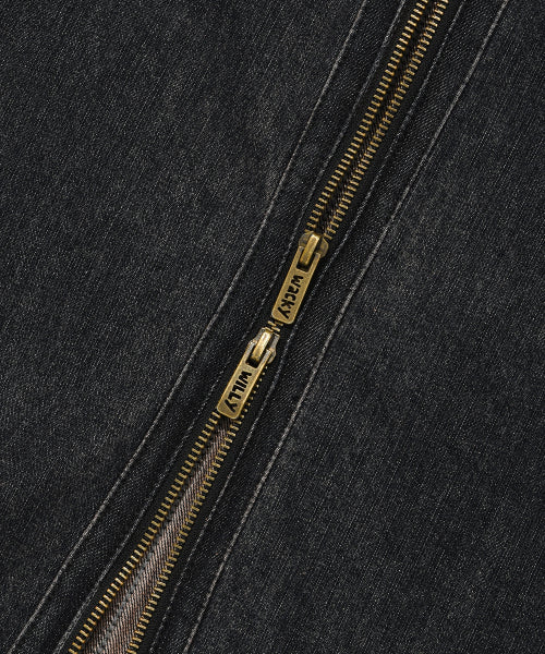 denim high neck pull-up black
