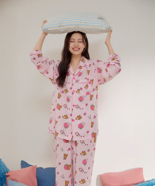 [Rilakkuma] Kuma's Free Time Long-Sleeved Pajama (PINK)_SPPPF49U06