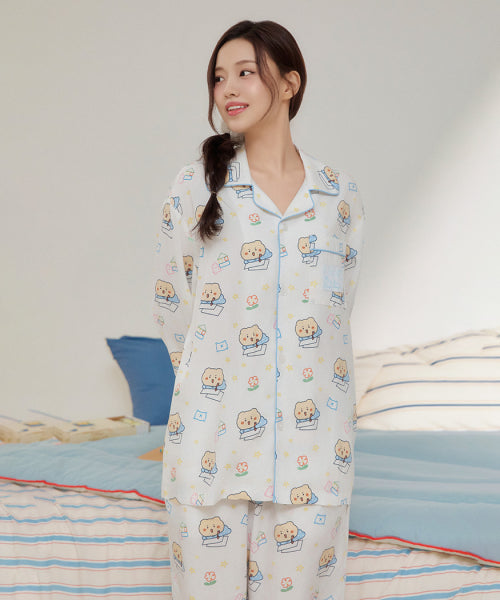 [Crunchy Bear] Crunchy Long-Sleeved Pajamas (WHITE)_SPPPF49U03