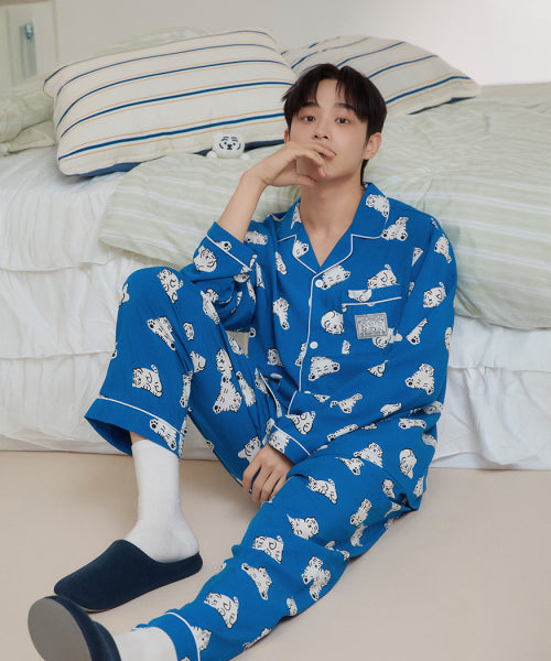 [A dishonest tiger] Rolling around Fatty Long Sleeve Pajamas (NAVY)_SPPF49U09