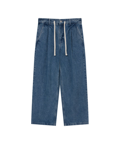 <easy pants> 2-TUCK STRING DENIM PANTS</easy>