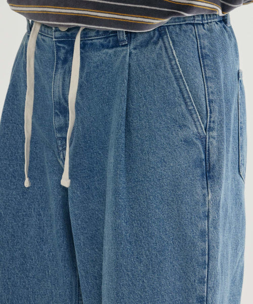<easy pants> 2-TUCK STRING DENIM PANTS</easy>