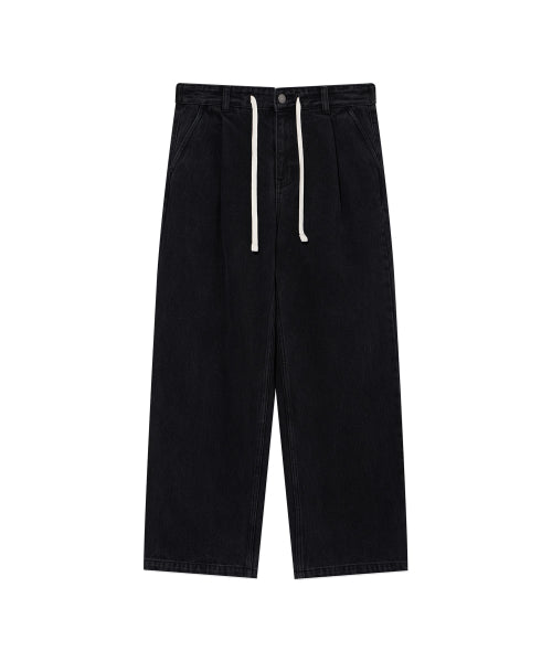 <easy pants> 2-TUCK STRING DENIM PANTS</easy>