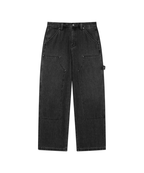 WIDE CARPENTER DOUBLE KNEE DENIM PANTS