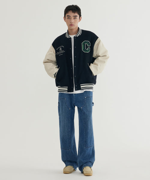 WIDE CARPENTER DOUBLE KNEE DENIM PANTS