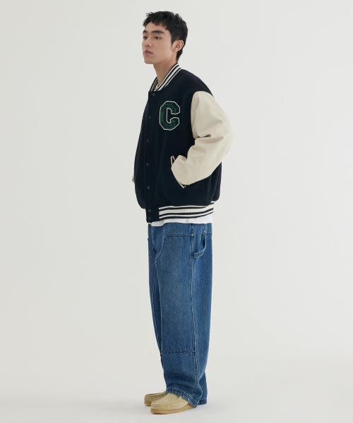 WIDE CARPENTER DOUBLE KNEE DENIM PANTS