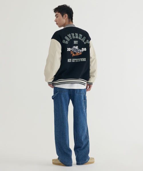 WIDE CARPENTER DOUBLE KNEE DENIM PANTS