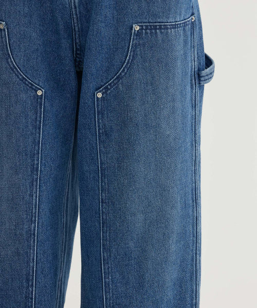 WIDE CARPENTER DOUBLE KNEE DENIM PANTS