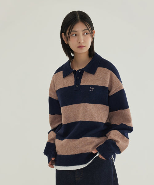 STRIPE COLLAR KNIT