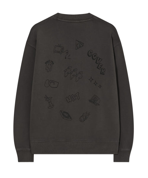 PIGMENT DYED DRAWING GRAPHIC SWEATSHIRT