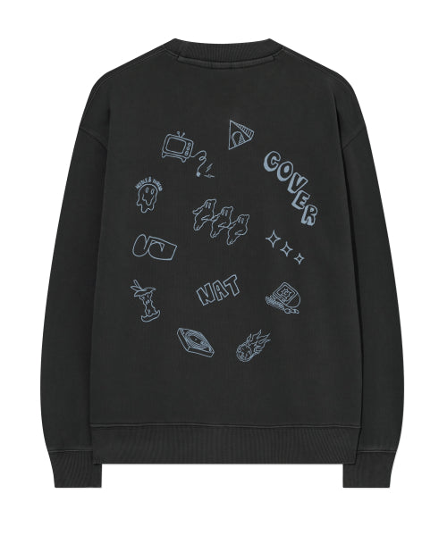 PIGMENT DYED DRAWING GRAPHIC SWEATSHIRT