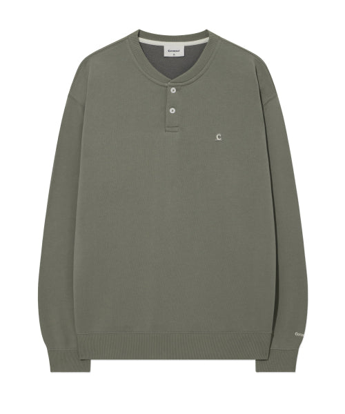 HENLEY NECK SWEATSHIRT