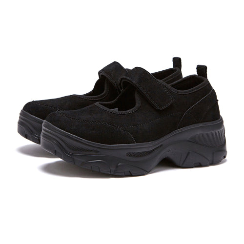 Romita Suede Platform Velcro Merrizane Black FLOTFA3W52