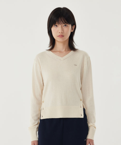WOMEN V-NECK WOOL BLEND KNIT