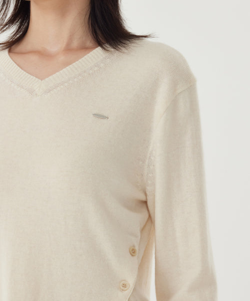 WOMEN V-NECK WOOL BLEND KNIT