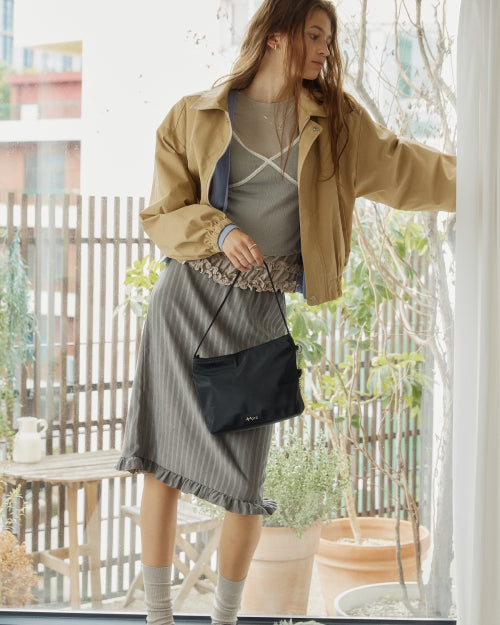 Nylon Shoulder Bag Black FLOTFA3B05