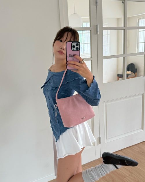Suede Shoulder Bag Cocoa Mob Pink FLOTFA3B09