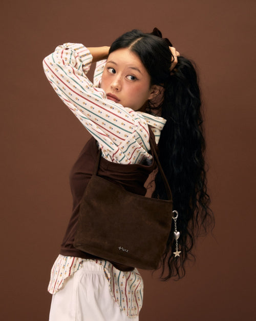 Suede Shoulder Bag Cocoa Mob Brown FLOTFA3B07