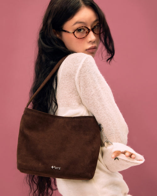 Suede Shoulder Bag Cocoa Mob Brown FLOTFA3B07
