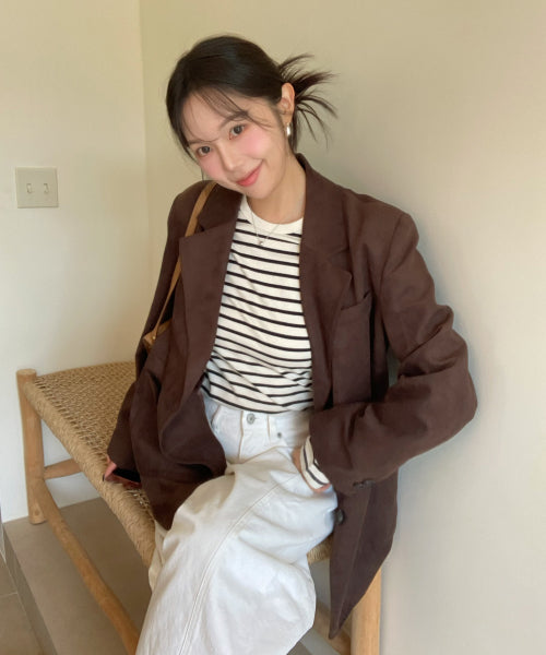 [Cotton Spandex] Round Neck Long-Sleeved T-Shirt_SPLWF49G01
