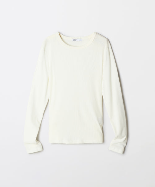 [Cotton Spandex] V-neck Round Neck Long-Sleeved T-Shirt_SPLWF49G02