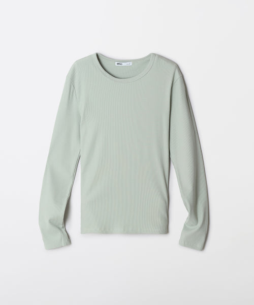 [Cotton Spandex] V-neck Round Neck Long-Sleeved T-Shirt_SPLWF49G02