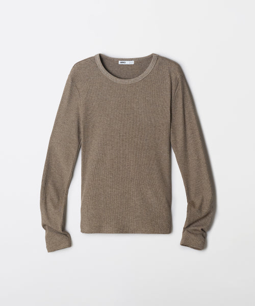 [Cotton Spandex] V-neck Round Neck Long-Sleeved T-Shirt_SPLWF49G02