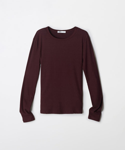 [Cotton Spandex] V-neck Round Neck Long-Sleeved T-Shirt_SPLWF49G02