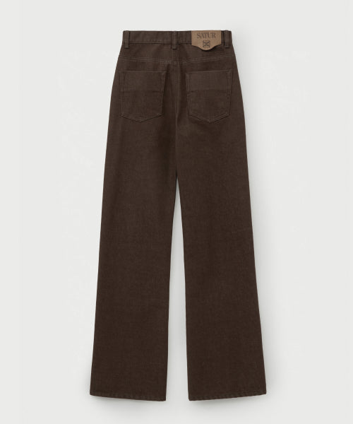 (W) Semi Loose Bootscut Denim Pants Brown