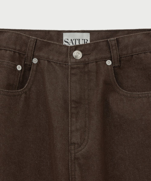 (W) Semi Loose Bootscut Denim Pants Brown