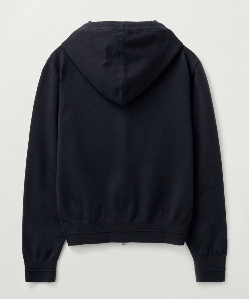 (W) Classic Knit Hood Zip-up Navy