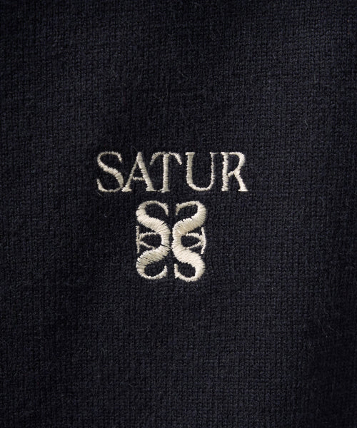 (W) Classic Knit Hood Zip-up Navy
