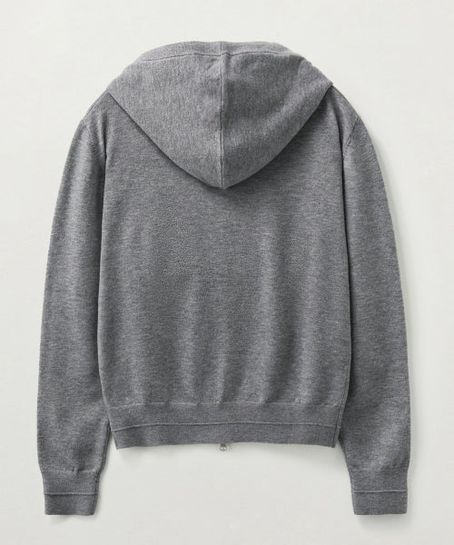 (W) Classic Knit Hood Zip-up Melange Gray