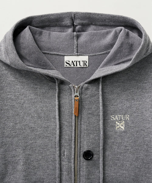 (W) Classic Knit Hood Zip-up Melange Gray