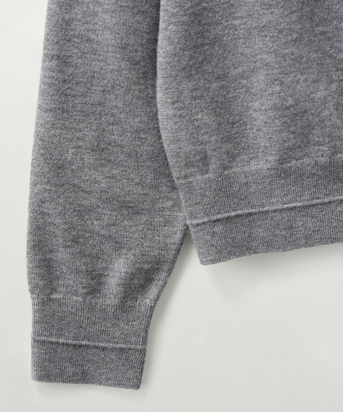 (W) Classic Knit Hood Zip-up Melange Gray