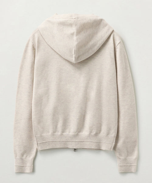 (W) Classic Knit Hood Zip-up Oatmeal